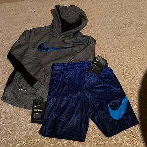 Nike. Boys size 5. Shorts. Dri Fit Hoody. NWT